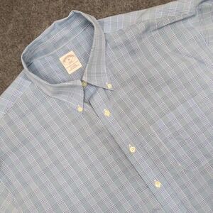 Brooks Brothers XL 346 The Original Polo Shirt Non Iron All Cotton Blue‎ Plaid